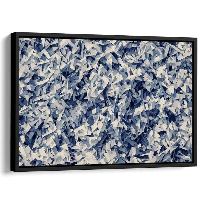 Infinite Serenity Cubes: Abstract Blue and White Geometric Canvas Art