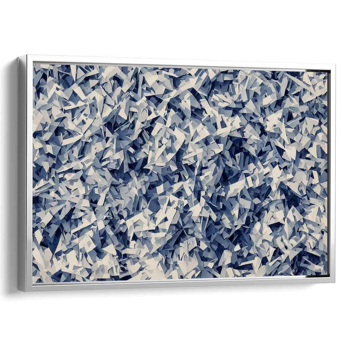 Infinite Serenity Cubes: Abstract Blue and White Geometric Canvas Art