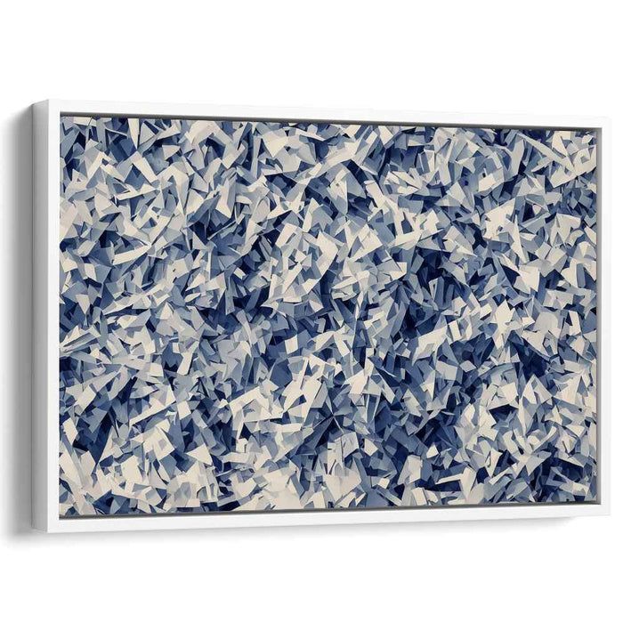 Infinite Serenity Cubes: Abstract Blue and White Geometric Canvas Art