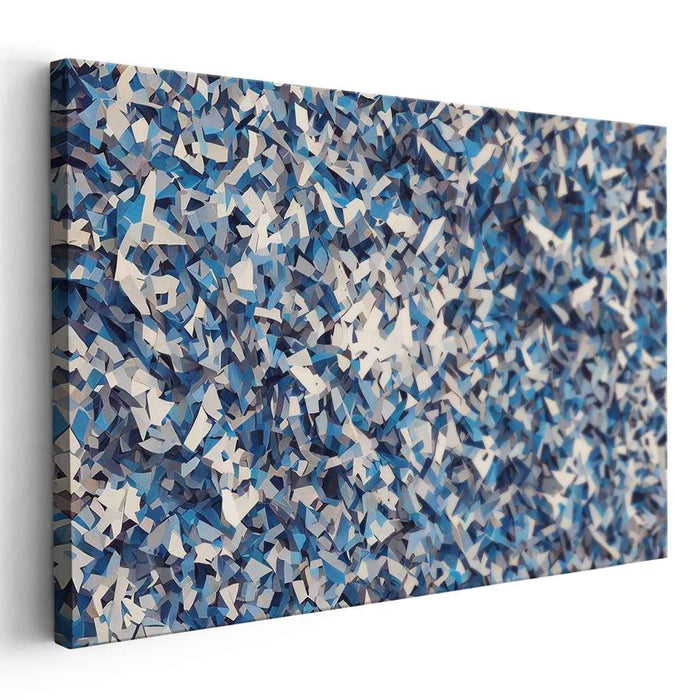 Cerulean Blocks Composition: Abstract Blue Geometric Canvas Art Print