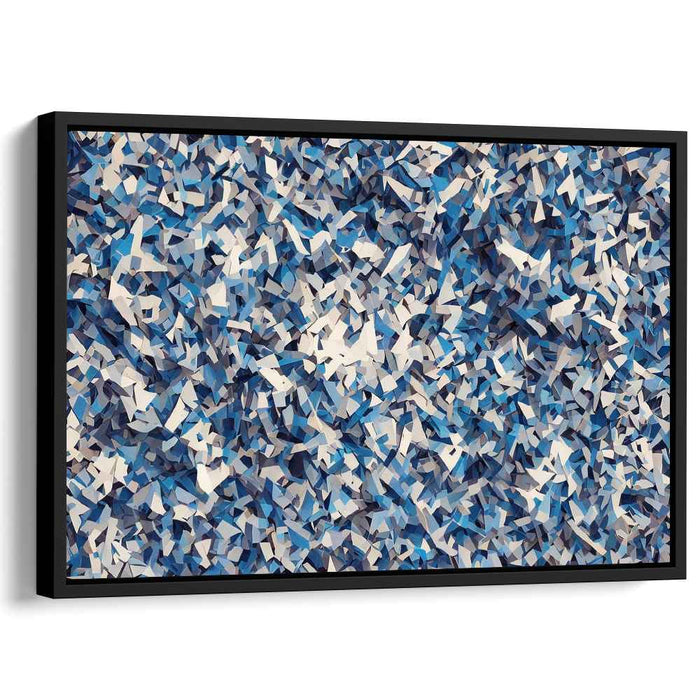 Cerulean Blocks Composition: Abstract Blue Geometric Canvas Art Print
