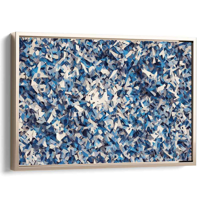 Cerulean Blocks Composition: Abstract Blue Geometric Canvas Art Print