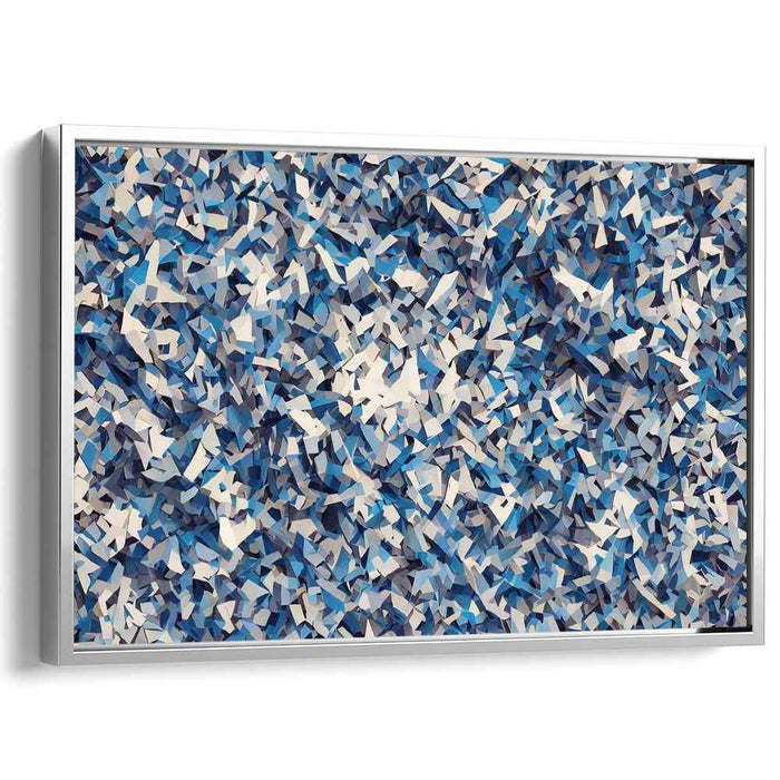 Cerulean Blocks Composition: Abstract Blue Geometric Canvas Art Print