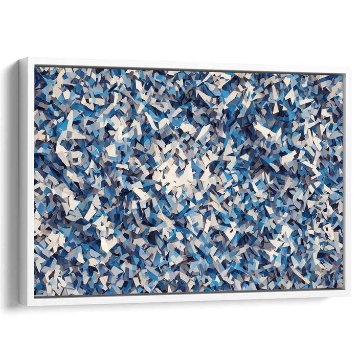 Cerulean Blocks Composition: Abstract Blue Geometric Canvas Art Print