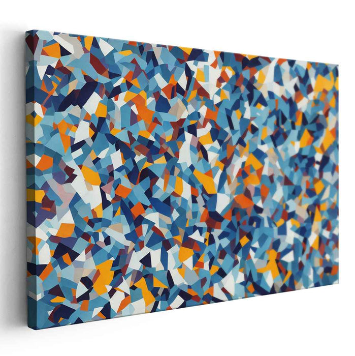 Cerulean Mosaic: Abstract Cubist Canvas Art Print