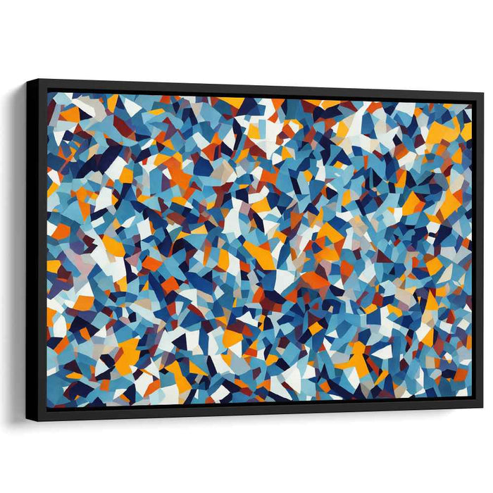 Cerulean Mosaic: Abstract Cubist Canvas Art Print