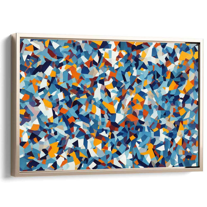 Cerulean Mosaic: Abstract Cubist Canvas Art Print