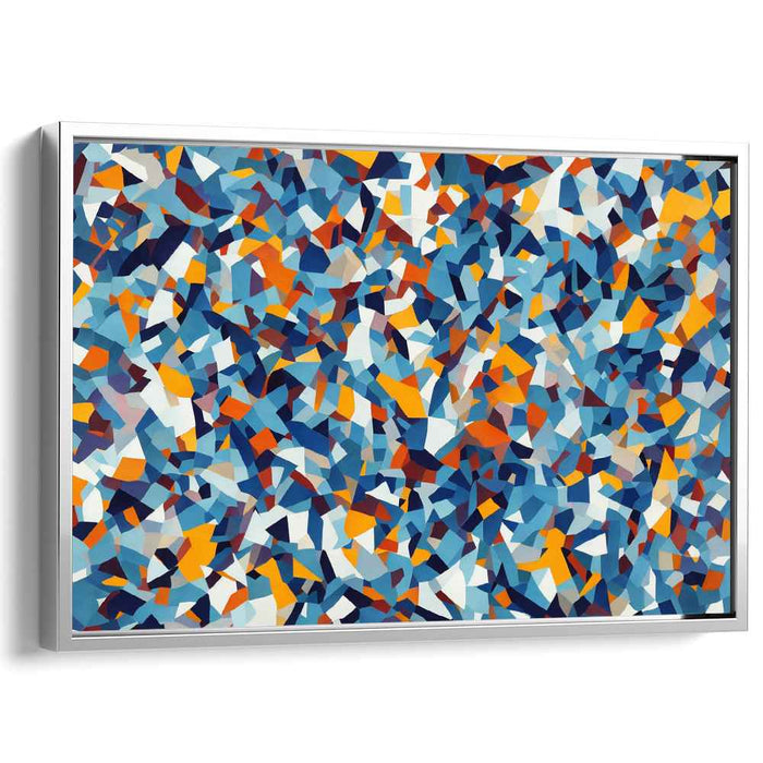 Cerulean Mosaic: Abstract Cubist Canvas Art Print