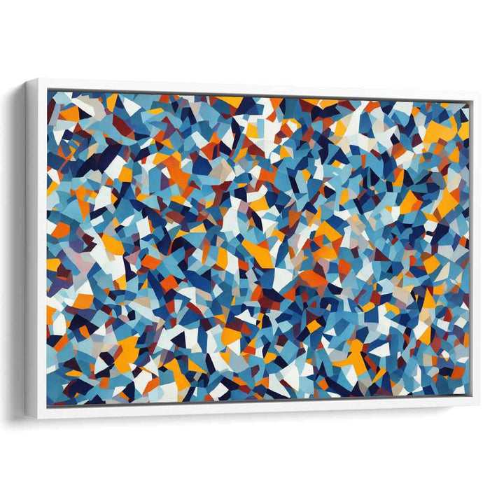 Cerulean Mosaic: Abstract Cubist Canvas Art Print