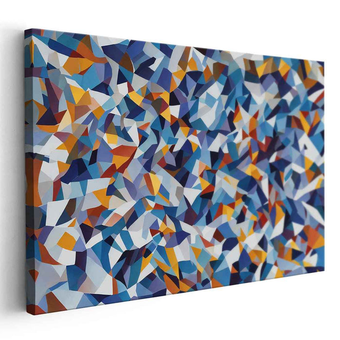 Tidepool Mirage: Abstract Blue and Orange Mosaic Canvas Art Print