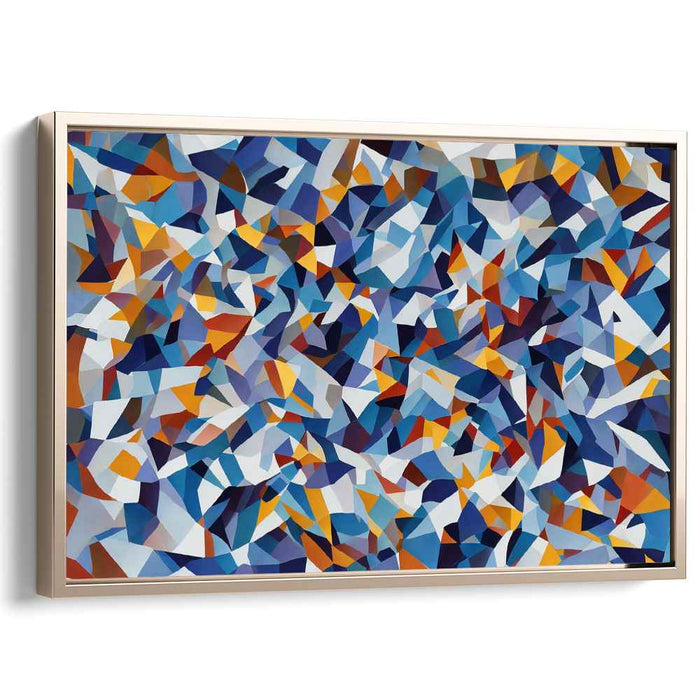 Tidepool Mirage: Abstract Blue and Orange Mosaic Canvas Art Print