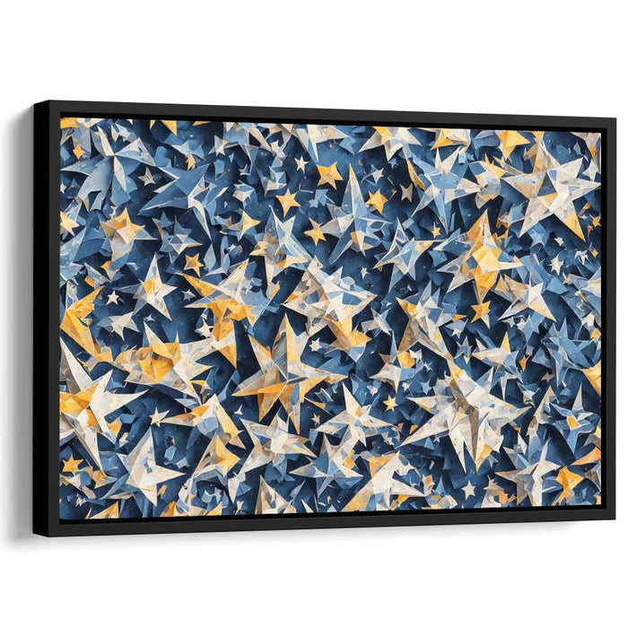 Celestial Rhapsody: A Celestial Harmony in Blue and Gold Canvas Art