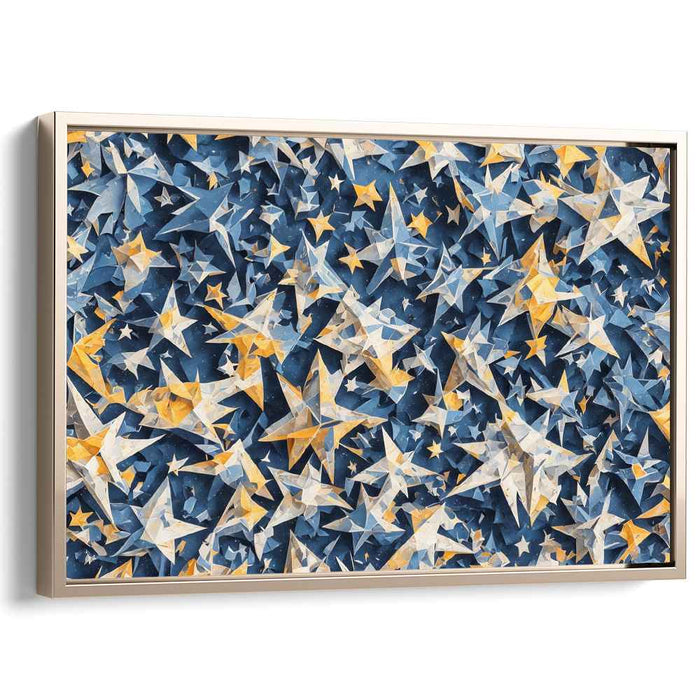 Celestial Rhapsody: A Celestial Harmony in Blue and Gold Canvas Art