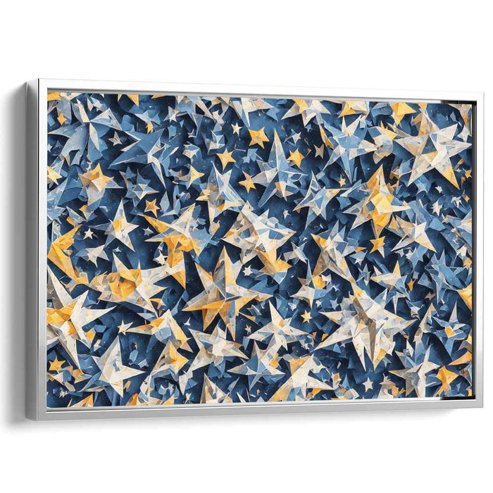 Celestial Rhapsody: A Celestial Harmony in Blue and Gold Canvas Art