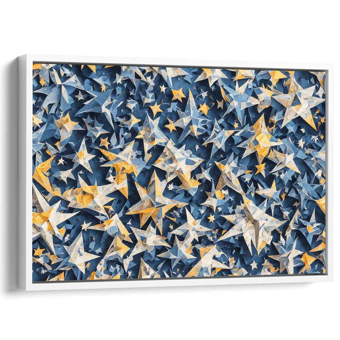 Celestial Rhapsody: A Celestial Harmony in Blue and Gold Canvas Art