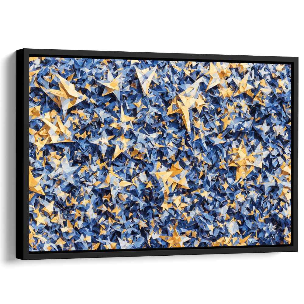 Celestial Elegance Unveiled: Blue and Gold Starry Night Canvas Art ...