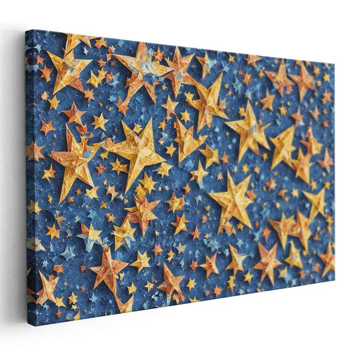 Stellar Midnight Glow: Vibrant Starry Night Canvas Art Print