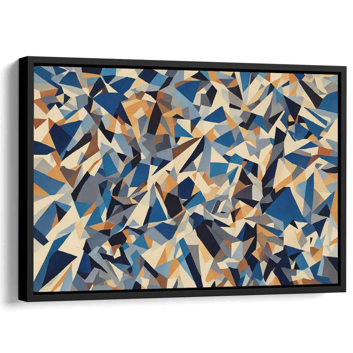 Geometric Cascade: A Symphony in Blues and Beiges Canvas Art Print