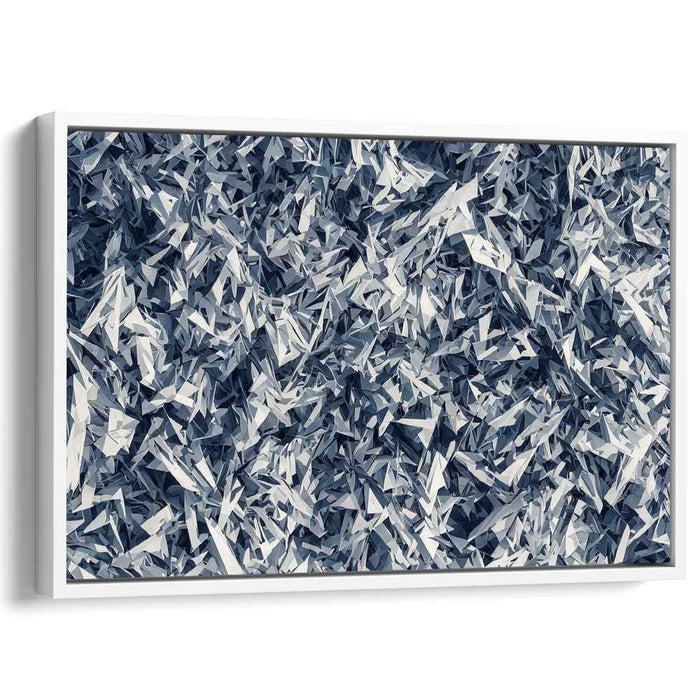 Whispers of Urban Skylines: Modernist Blue and Gray Abstract Canvas Art