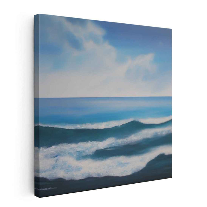 Tranquil Waters Serenade: A Calming Blue Ocean Canvas Art