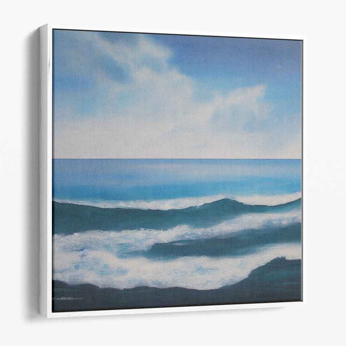 Tranquil Waters Serenade: A Calming Blue Ocean Canvas Art