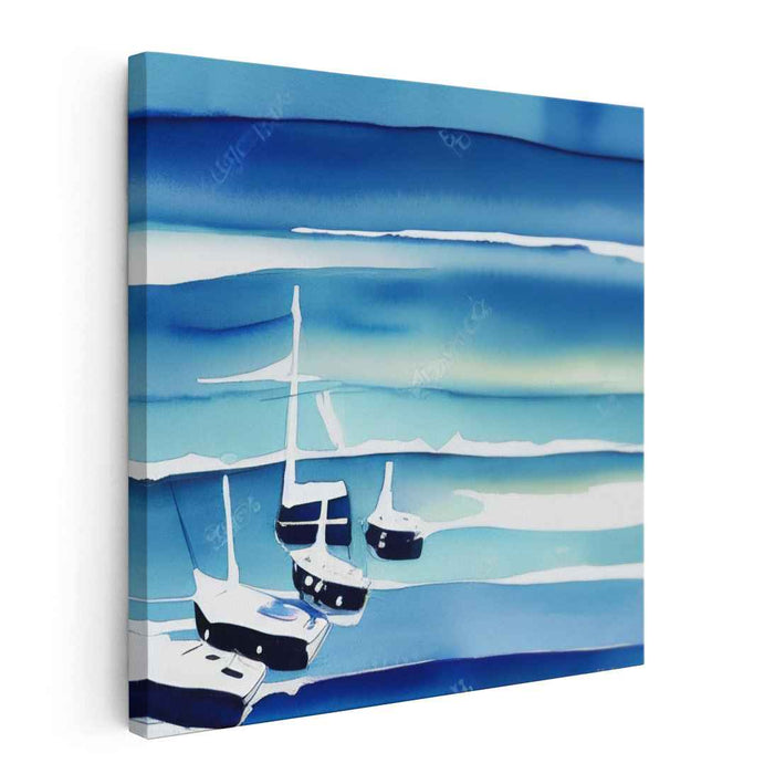 Aqua Serenity Depths: Serene Marine Landscape Watercolor Art