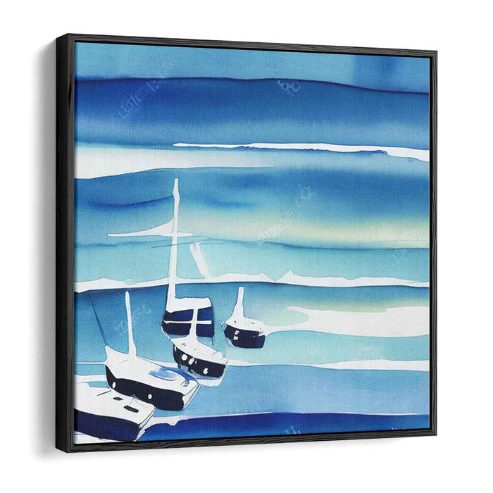 Aqua Serenity Depths: Serene Marine Landscape Watercolor Art