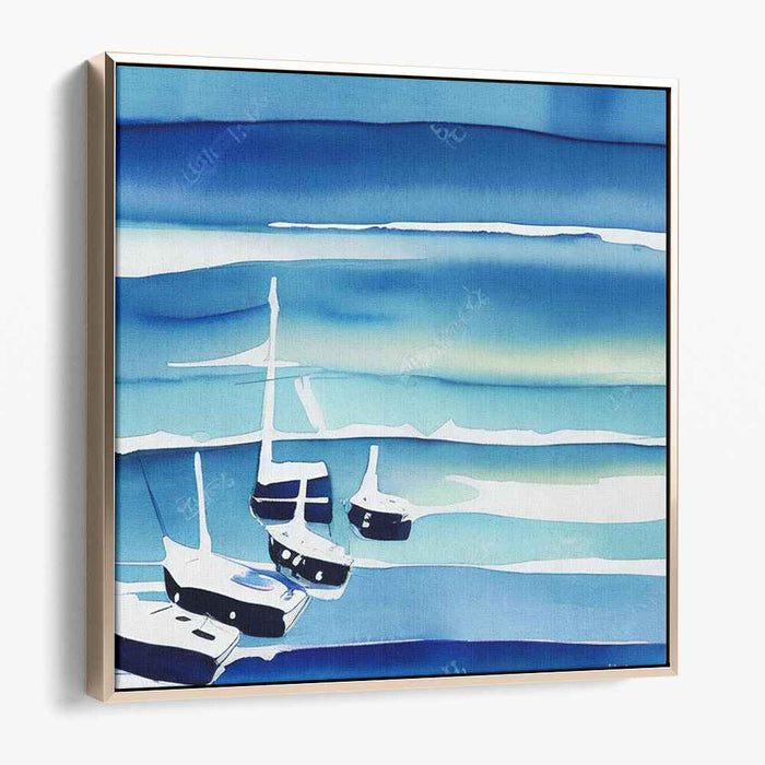 Aqua Serenity Depths: Serene Marine Landscape Watercolor Art