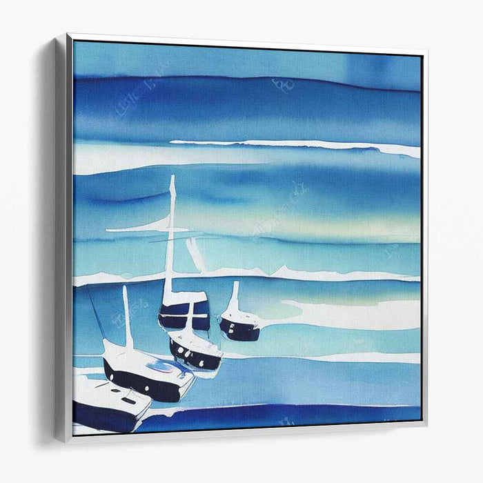 Aqua Serenity Depths: Serene Marine Landscape Watercolor Art