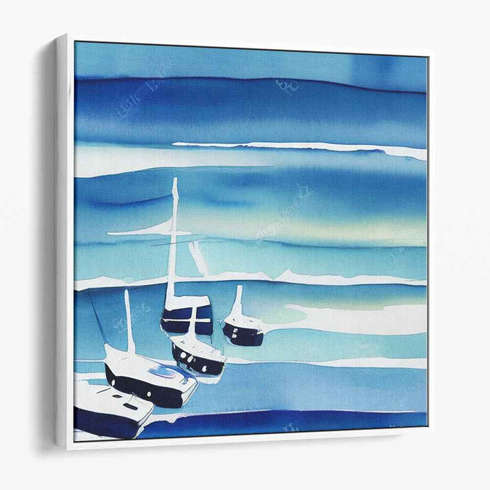 Aqua Serenity Depths: Serene Marine Landscape Watercolor Art