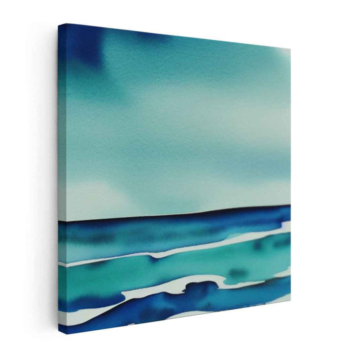 Marine Melange: Abstract Watercolor Ocean Stripes Canvas Art