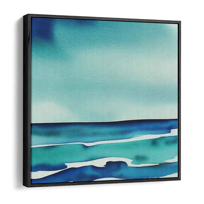 Marine Melange: Abstract Watercolor Ocean Stripes Canvas Art