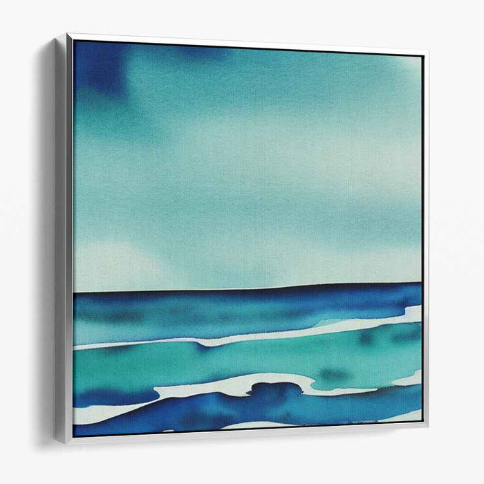 Marine Melange: Abstract Watercolor Ocean Stripes Canvas Art