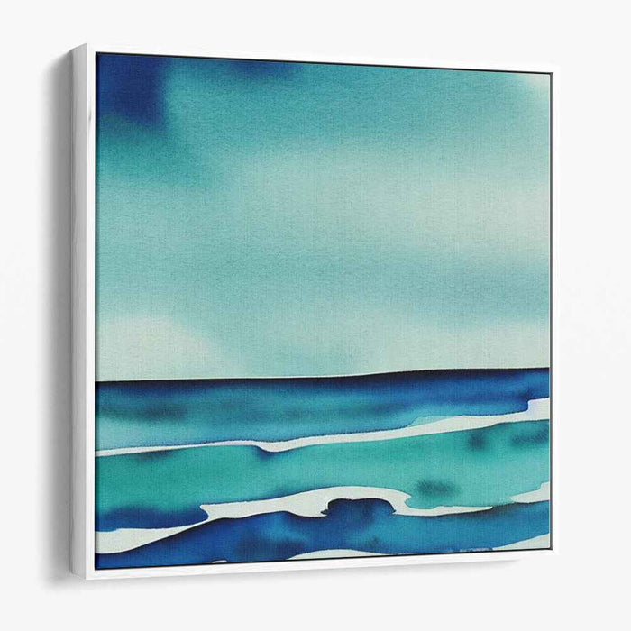 Marine Melange: Abstract Watercolor Ocean Stripes Canvas Art
