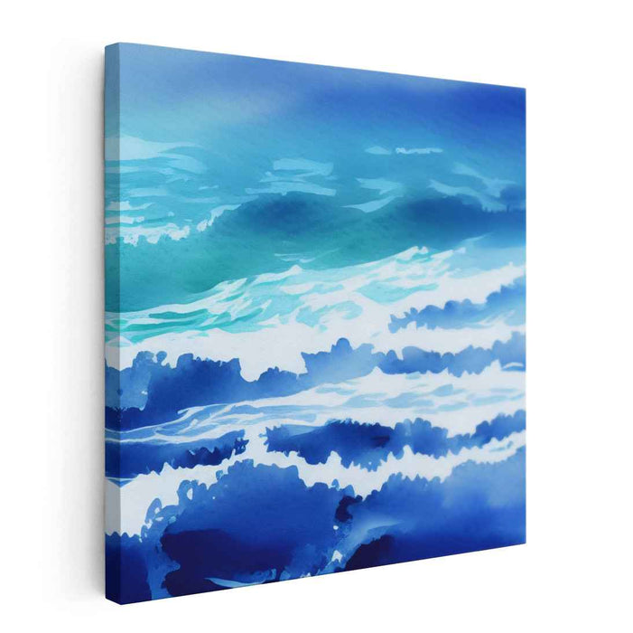Tranquil Aqua Medley: Serene Watercolor Seascape Canvas Art Print