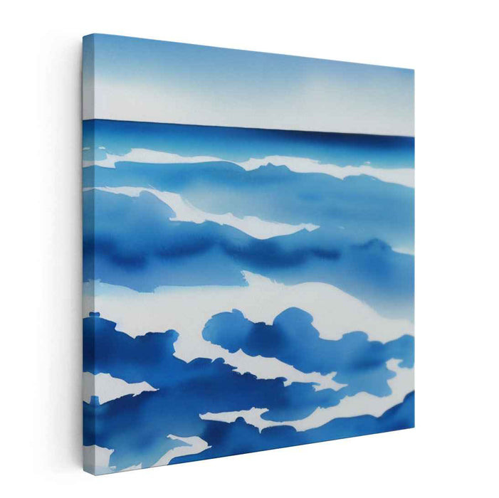 Aquatic Brushstrokes Illusion: Impressionist Ocean Seascape Canvas Art Print