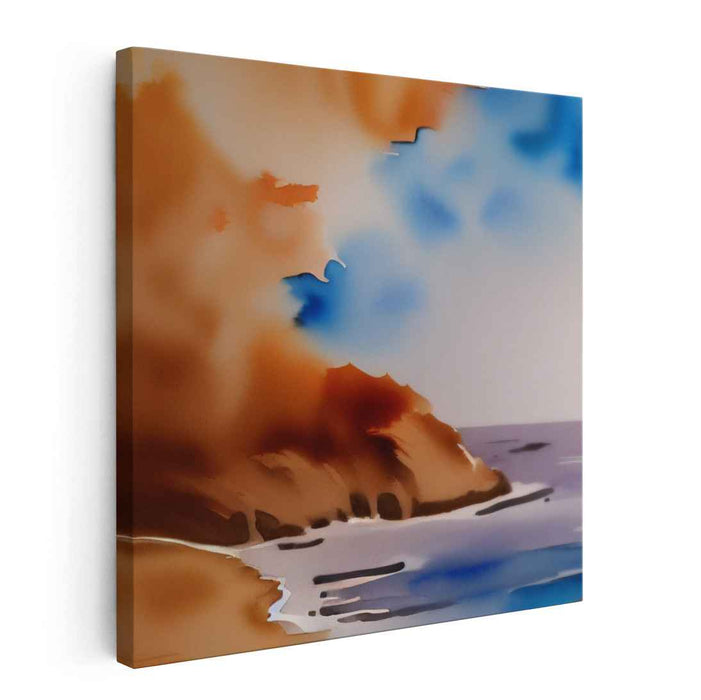 Tranquil Coastal Dream: Abstract Seascape in Earth Tones and Blues