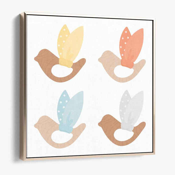Whimsy Wings Duo: Minimalist Pastel Feathered Friends Canvas Art Print