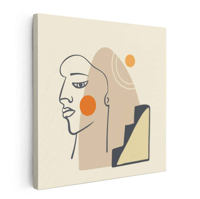 Minimalist Contemplation: Abstract Line Art Portrait with Geometric Elements