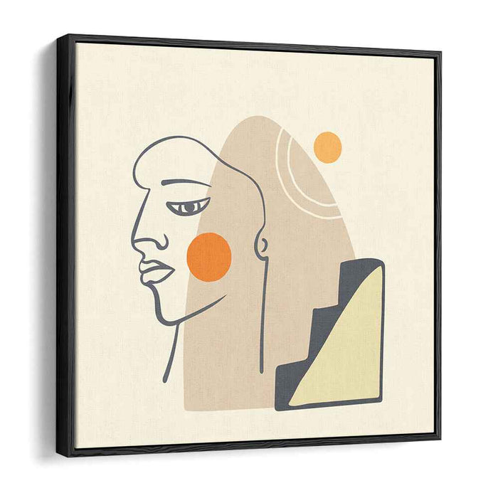 Minimalist Contemplation: Abstract Line Art Portrait with Geometric Elements