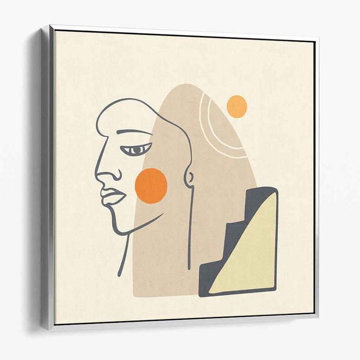 Minimalist Contemplation: Abstract Line Art Portrait with Geometric Elements