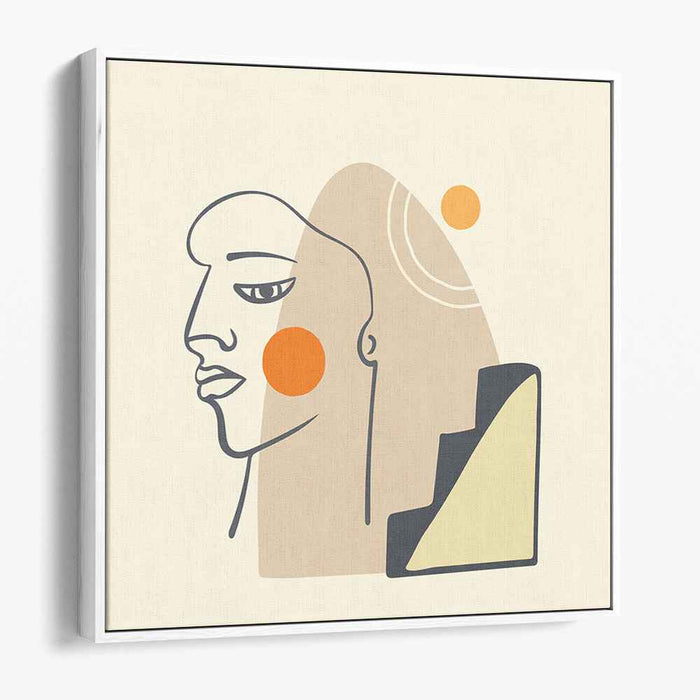 Minimalist Contemplation: Abstract Line Art Portrait with Geometric Elements