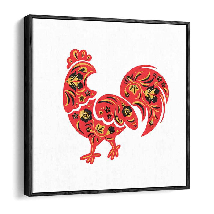 Vibrant Khokhloma Rooster: Traditional Russian Folk Art Canvas Print