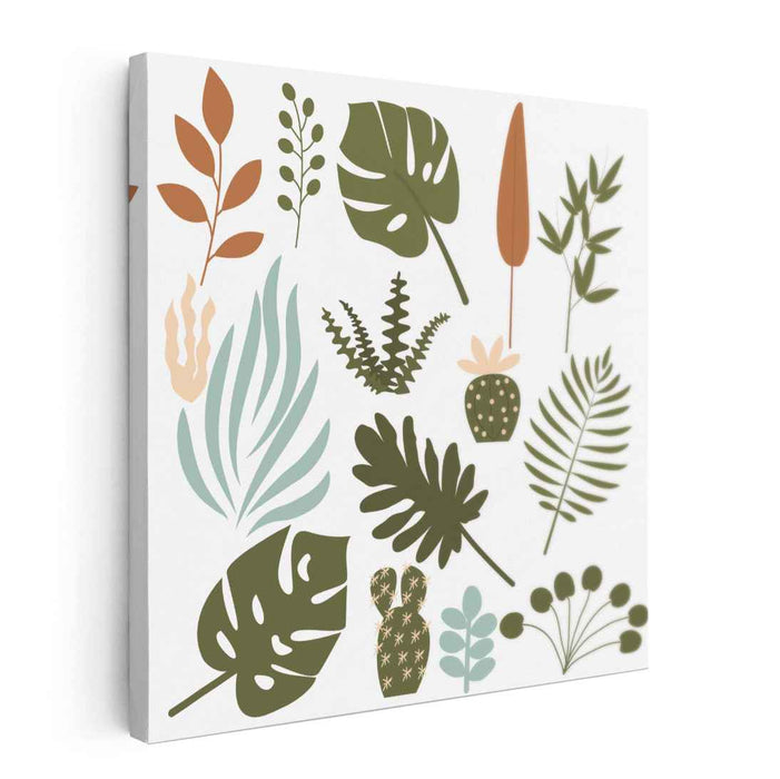 Minimalist Botanical Bliss: Contemporary Greenery Canvas Art Print