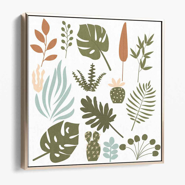 Minimalist Botanical Bliss: Contemporary Greenery Canvas Art Print