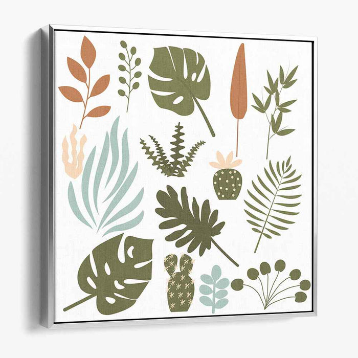 Minimalist Botanical Bliss: Contemporary Greenery Canvas Art Print