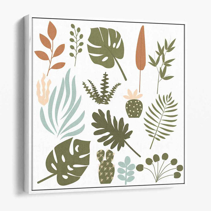 Minimalist Botanical Bliss: Contemporary Greenery Canvas Art Print