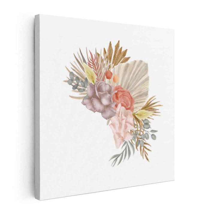 Floral Whispers Painting: Pastel Watercolor Floral Arrangement Canvas Art Print