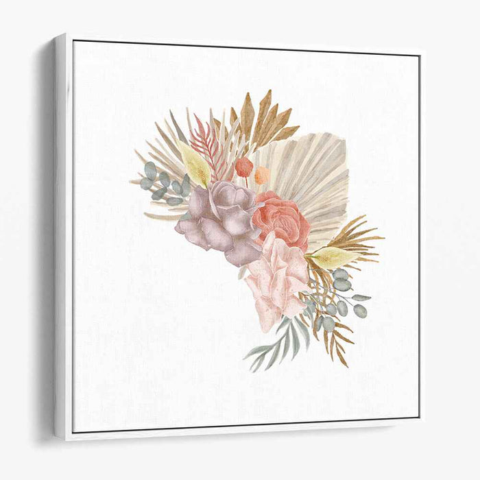 Floral Whispers Painting: Pastel Watercolor Floral Arrangement Canvas Art Print