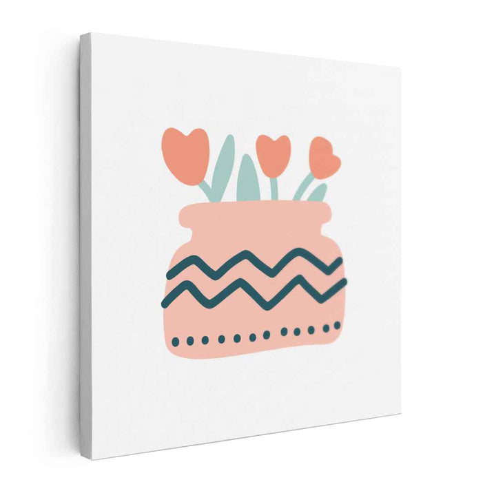 Pastel Elegance: Modern Minimalist Floral Pot Canvas Art